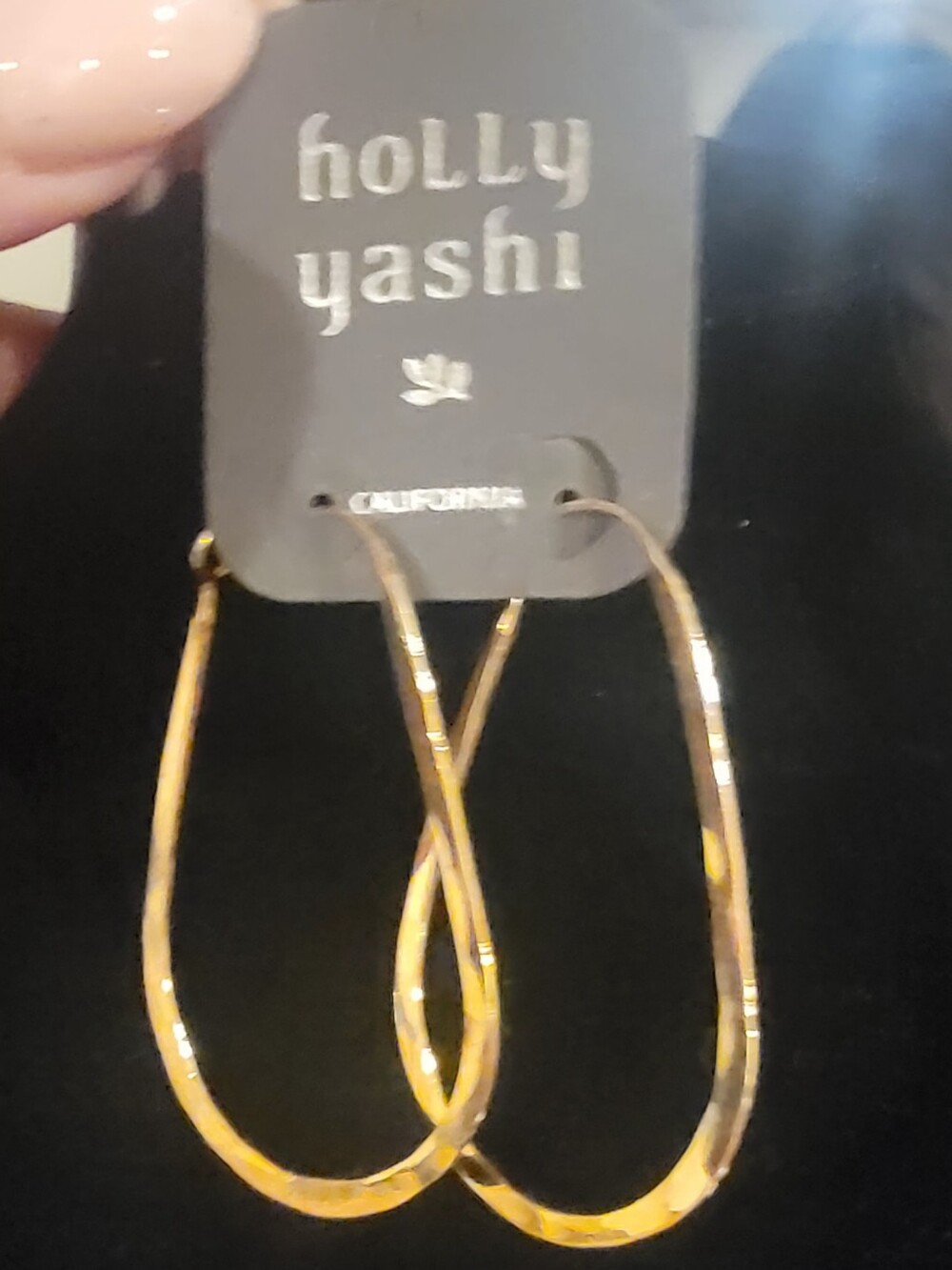 Holly Yashi Gold Hammered Teardrop Hoop Earrings